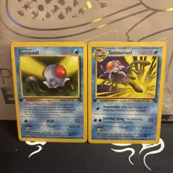 Tentacool 56/62 1st Edition and Tentacruel 44/62 1st Edition Fossil Pokemon TCG - Image 1