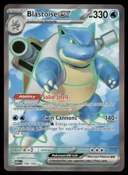 Pokemon Cards Blastoise ex 184/165 151 Ultra Rare NM - Image 1