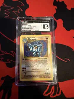 CGC 8.5 Machamp 1999 Base Set 1st Edition 8/102 Shadowless Holo Pokemon Card - Image 1