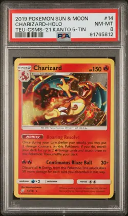 2019 Pokemon Sun & Moon CHARIZARD Holo Costco '21 Kanto 5-tin PSA 8 #14 - Image 1