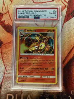 2019 Pokemon Sun & Moon CHARIZARD Holo Costco '21 Kanto 5-tin PSA 8 #14 - Image 4