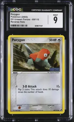 CGC 9 MINT Porygon EX Unseen Forces 69/115 Reverse Holo STAMPED Pokemon Card - Image 1