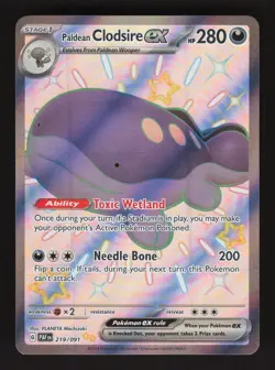 Paldean Clodsire EX 219/091 Pokemon Paldean Fates Holo Full Art Card - Image 1