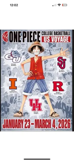 One Piece Monkey.D.Luffy US College Basketball Promo Card & poster PRESALE - Image 1