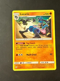 Lucario 117/236 - Sun & Moon Unified Minds Rare Pokemon Card - Image 1