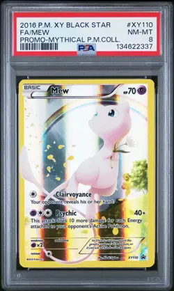2016 POKEMON XY BLACK STAR PROMO MYTHICAL POKEMON COLL #XY110 FULL ART/MEW PSA 8 - Image 1
