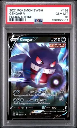 2021 POKEMON SWORD & SHIELD FUSION STRIKE #156 GENGAR V PSA 10 - Image 1