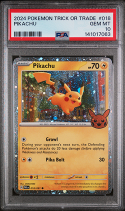 Pikachu 062/193 Pokemon Trick or Trade 2023 Holo PSA GEMMINT 10 Perfect - Image 1