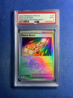 2025 Pokemon | PRE | Rescue Board (Poke Ball Pattern) | 126/131 | NM Holo PSA 9 - Image 1