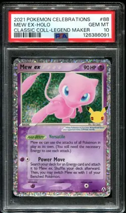 Mew ex 88/92 Holo Celebrations 2021 (Legend Maker) PSA 10 Pokemon Card - Image 1