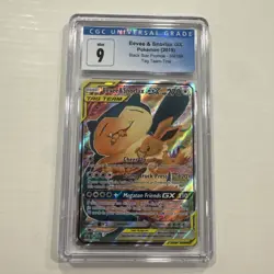 Pokemon Eevee & Snorlax GX Black Star Promo SM169 Tag Team Card CGC 9 - Image 1