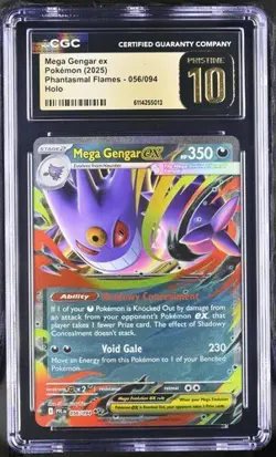 CGC 10 Pristine Mega Gengar ex 056/094 - Phantasmal Flames Pokemon Card - Image 1