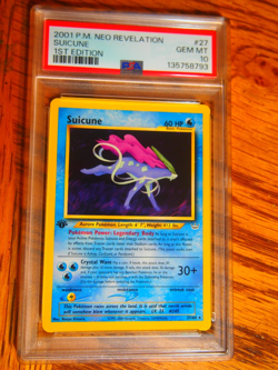 Pokemon 1st Edition Neo Revelation Suicune rare card, PSA 10 - Image 1