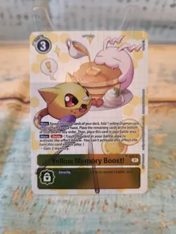 P-037 Yellow Memory Boost! Super Rare Alternative Art Mint Digimon Card - Image 1