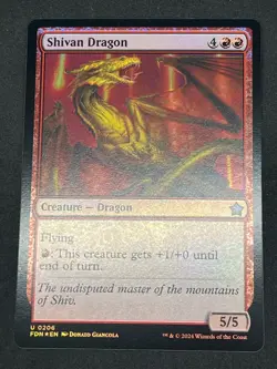 Magic the Gathering MTG Shivan Dragon Red Foundations Uncommon Foil - Image 1