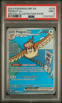 PSA 9 Mint Pidgeot ex 225/193 Special Illustration Rare -Pokemon SV03 OBF - Image 1