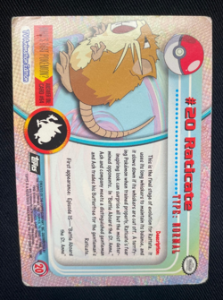 Raticate #20 TOPPS TV Pokemon Animation Black label Holo (HP) - Image 2