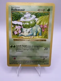 1999 Pokemon Base Set - Shadowless Pokemon Bulbasaur Common #44/102 NM/LP - Image 1