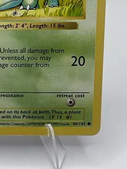1999 Pokemon Base Set - Shadowless Pokemon Bulbasaur Common #44/102 NM/LP - Image 5
