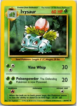 Ivysaur - Base Set 030/102 - Uncommon - NM Pokemon TCG - Image 1