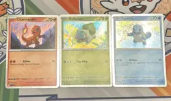 Pokemon 151 Promo Bulbasaur Charmander Squirtle SVP 046 047 048 Kanto Cosmo Holo - Image 1