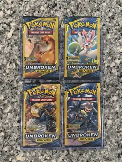 🔥Pokemon Sun & Moon Unbroken Bonds 3 Card Mini Booster Pack 4 Packs Art Set🔥 - Image 1