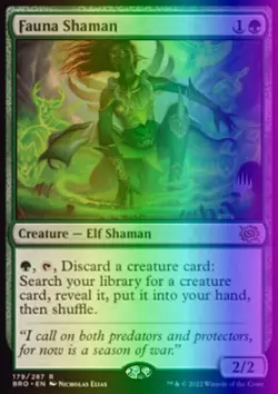 MTG Magic the Gathering Fauna Shaman (179p/180) The Brothers' War Promos NM FOIL - Image 1