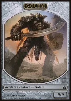 MTG Magic the Gathering Token - Golem (3/161) Mirrodin Besieged LP - Image 1