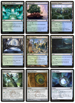 MTG - 9 x Different Green & Blue Simic Lands & Artifacts for COMMANDER decks - Image 1