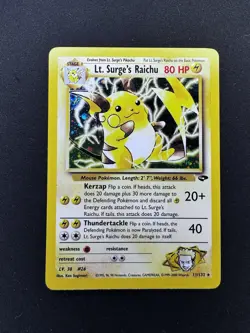 Lt. Surge's Raichu 11/132 Gym Challenge Holo - Vintage Pokemon TCG - R2 - Image 1