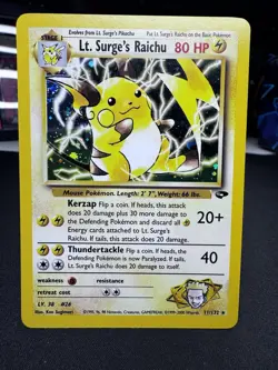 Lt. Surge's Raichu 11/132 Gym Challenge Holo - Vintage Pokemon TCG - R2 - Image 3