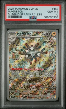 2024 POKEMON SURGING SPARKS POKEMON CENTER ETB PROMO SVP #159 MAGNETON PSA 10 - Image 1