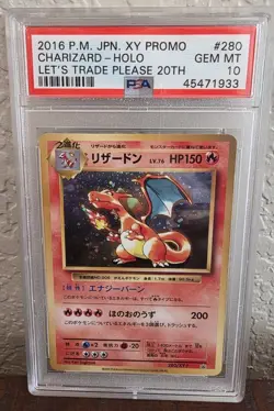 2016 Pokemon Charizard 280/XY-P Holo Japanese Let's Trade PSA 10 Gem Mint Promo - Image 1