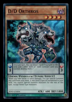 D/D Orthros SDPD-EN004 Structure Deck: Pendulum Domination Yu-Gi-Oh NM - Image 1