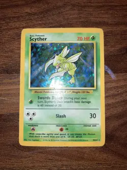 Scyther Jungle Holo Rare Pokemon Card No Symbol Error Heavily Played - Image 1
