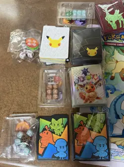 Pokemon TCG Mixed Lot : Assorted Card Sleeves/ Coins/ Game Pieces/ Play Mat - Image 2