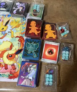 Pokemon TCG Mixed Lot : Assorted Card Sleeves/ Coins/ Game Pieces/ Play Mat - Image 5