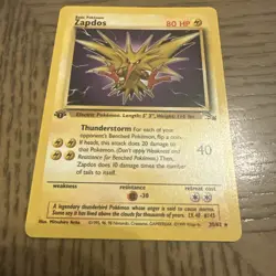 Pokemon TCG Zapdos Card 30/62 Fossil 1st Edition Non-Holo Rare Vintage 1999 WOTC - Image 2