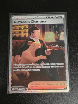 Pokemon TCG Giovanni's Charisma 204/165 Scarlet and Violet Holo Card Sir - Image 1