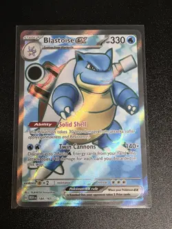Pokemon TCG Scarlet & Violet 151 Blastoise EX English Card 184/165 NM Condition - Image 1