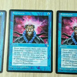 MTG Brainstorm x3 Ice Age Blue Instant Card Lot 1995 Vintage Magic the Gathering - Image 3