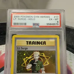 PSA 6 EX-MT 2000 Pokemon Lt. Surge Gym Heroes Holo Card 17/132 - Image 2