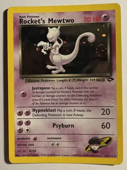 Rocket’s Mewtwo HOLO Gym Challenge 14/132 Original Vintage Pokemon Cards - Image 1