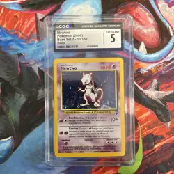 Mewtwo Base Set 2 Holo 10/130 Pokemon Card CGC 5 excellent - Image 1