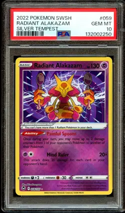 PSA 10 GEM MINT Radiant Alakazam 059/195 HOLO RARE Pokemon Card 250 - Image 2