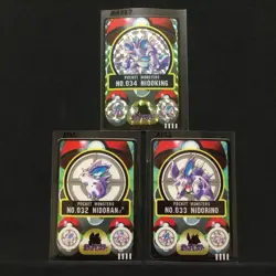 Pokemon Sticker Card Sealdass Bandai 1997 032 033 034 Nidoran Nidorino Nidoking - Image 1