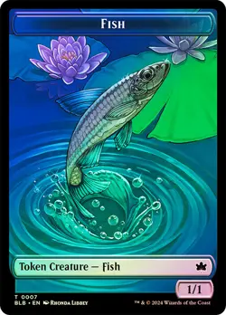 MTG FOIL {Fish Token} // {Warren Warleader Token} - Bloomburrow #007 - Image 1
