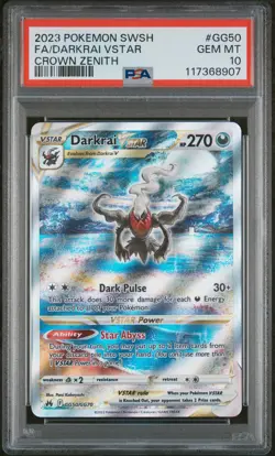 2023 POKEMON SWORD & SHIELD CROWN ZENITH #GG50 FULL ART/DARKRAI VSTAR PSA 10 - Image 1