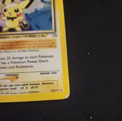 2000 Pokemon Neo Genesis Pichu Holo #12/111 - Image 3