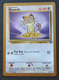 Meowth #56 / 64 Jungle Fruit Rollup Gold Border Promo - NM - Pokemon 1999 WOTC - Image 1